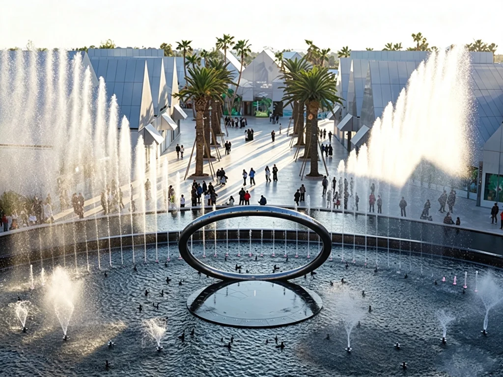 Shanghai waterscape and fountain main view